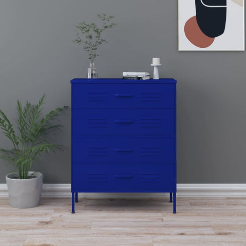 Lady Jillian -  Chest of Drawers Navy Blue 80x35x101,5 cm Steel